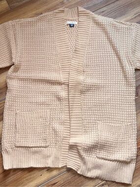 American Eagle Outfitters Tan Knit Open-Front Cardigan